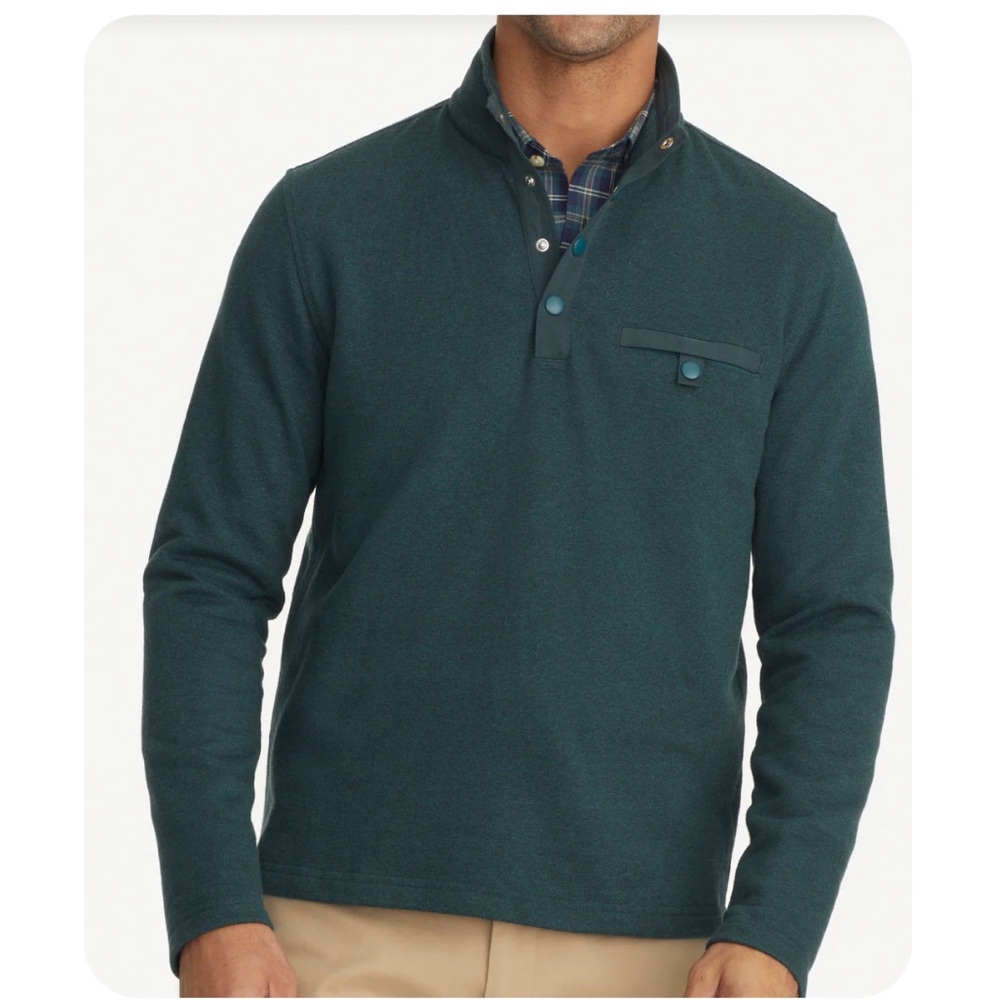 UNTUCKit Men’s Parkson Snap Fleece Pullover in Pine Green Size‎ XXL